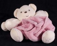 Kaloo Teddy Bear Pink White Plush Round Lovey